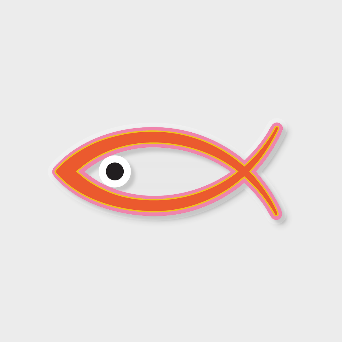 Rød ichthys fisk sticker