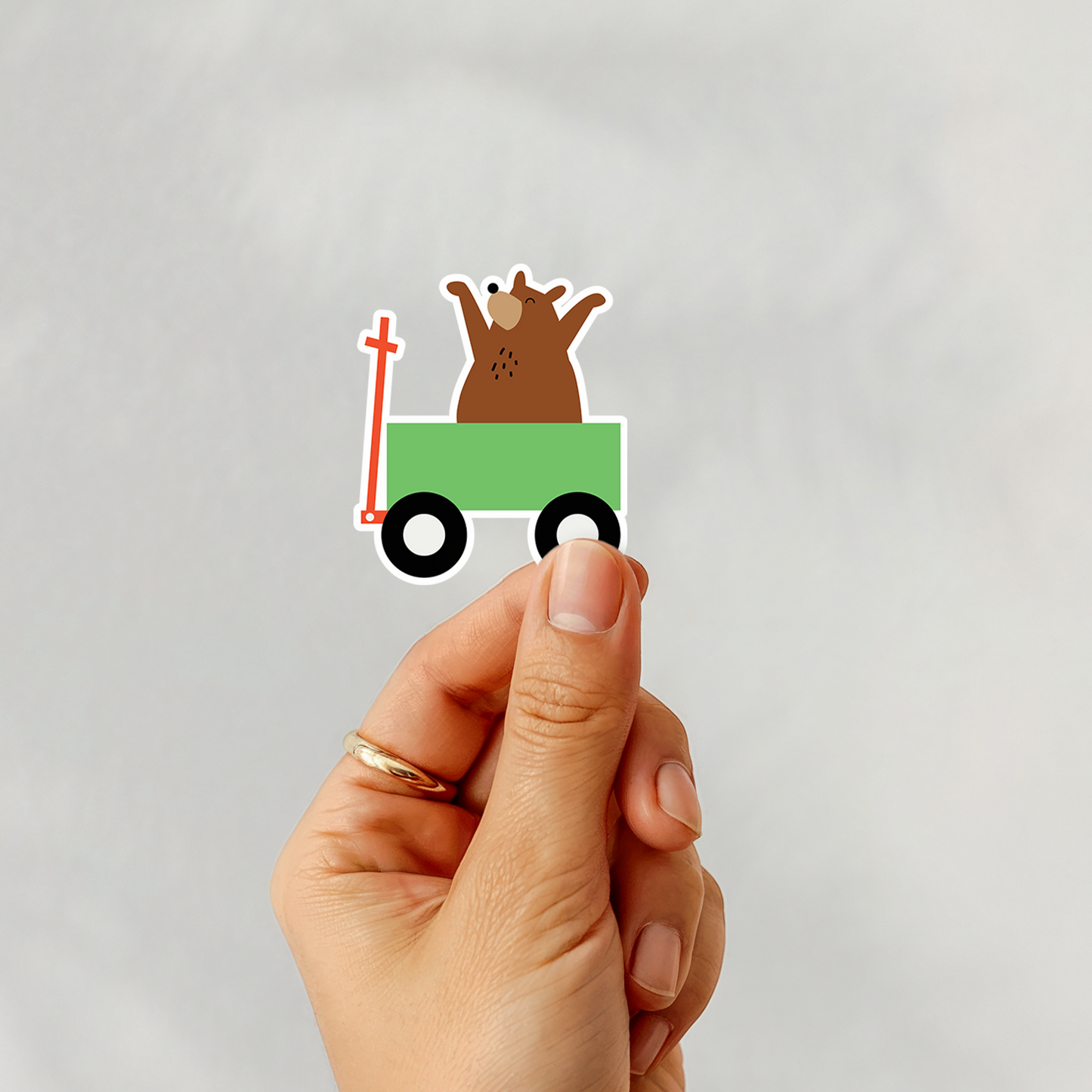 Bjørn i vogn sticker