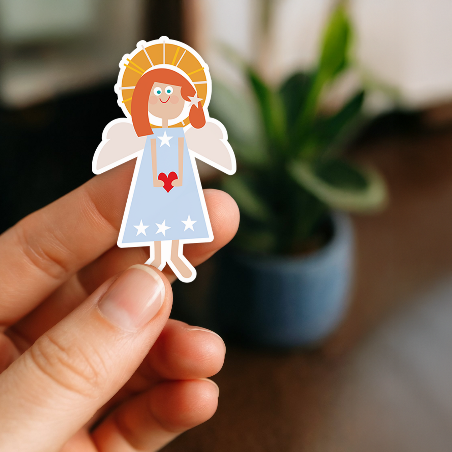 Engel i blå kjole sticker