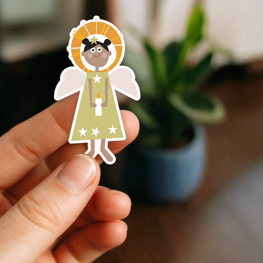 Engel i grøn kjole sticker