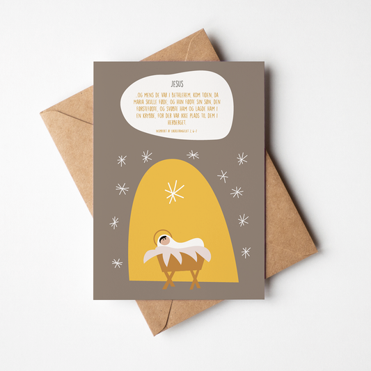 Jesus i krybben - julekort