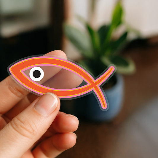 Rød ichthys fisk sticker